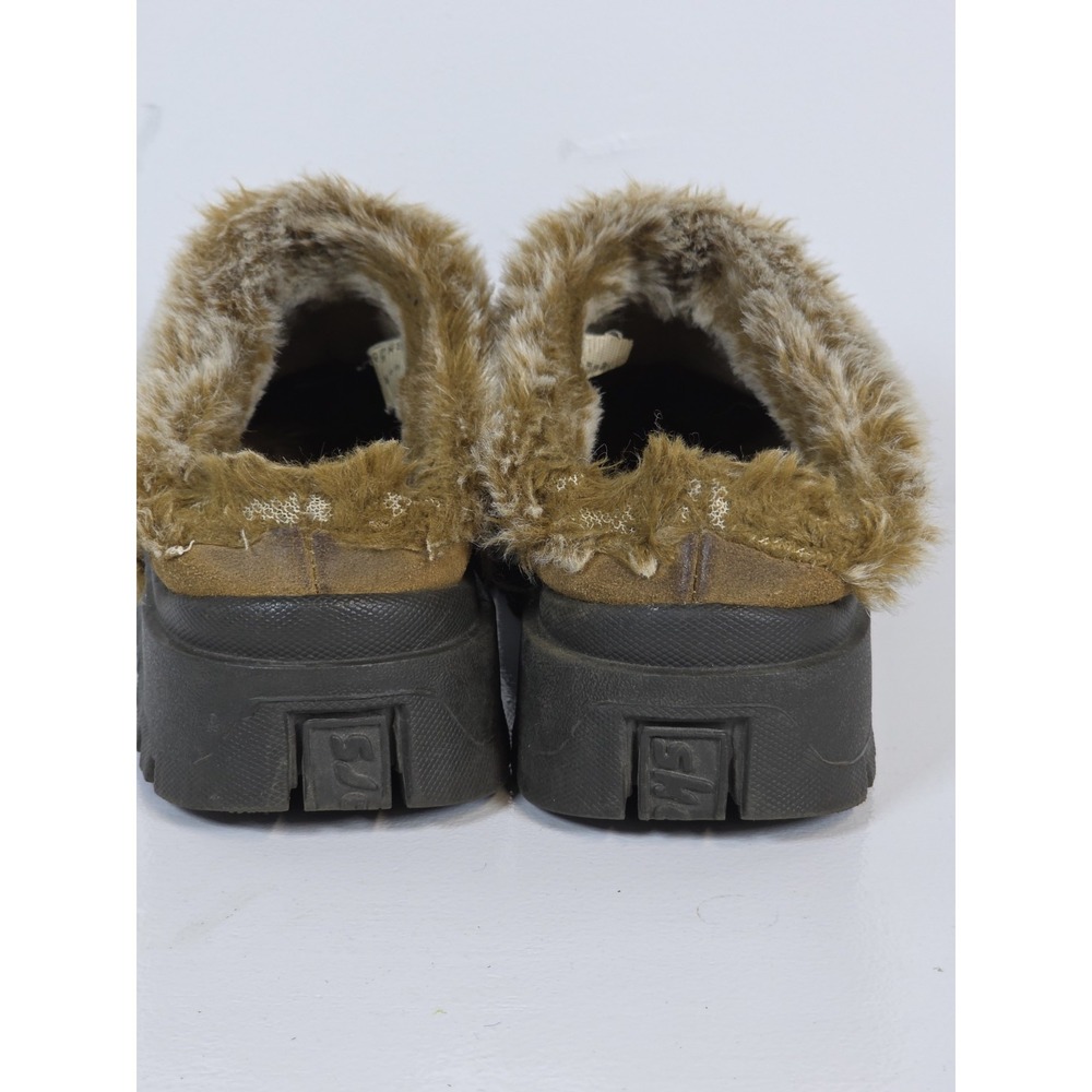 Skechers Womens 8 Shindigs Fortress Suede Fur Clog Slipper Gorpcore Brown Cozy - Picture 4 of 10